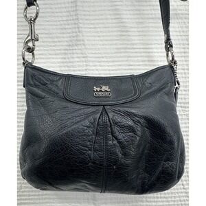 COACH Vintage Madison Gold & Black Leather Pebbled Crossbody Black Bag